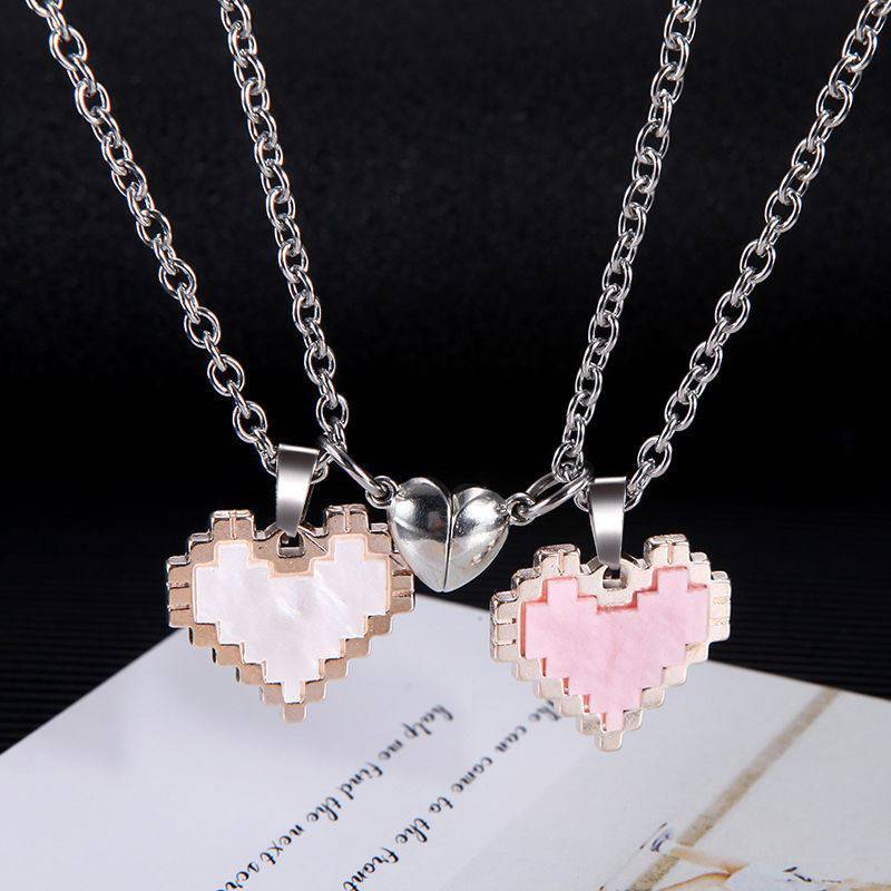 Magnetic Heart-Shaped Mosaic Couple Necklace - Perfect for Valentine's Day - All Inclusive Family Treasures