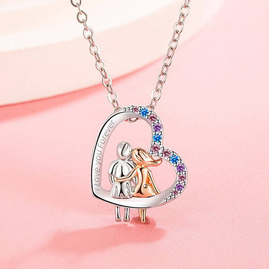 Love Couple Heart Necklace – Colorful Rhinestone Valentine’s Day Pendant - All Inclusive Family Treasures