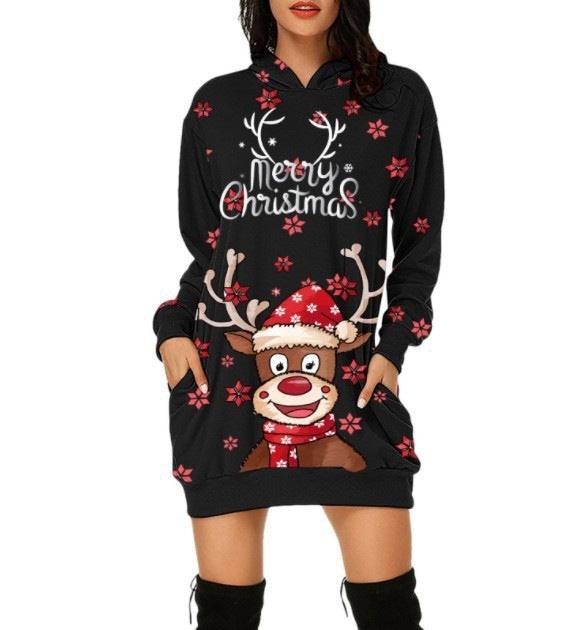 Festive Reindeer Hooded Christmas Dress - Cozy & Stylish for the Holidays! - All Inclusive Family Treasures