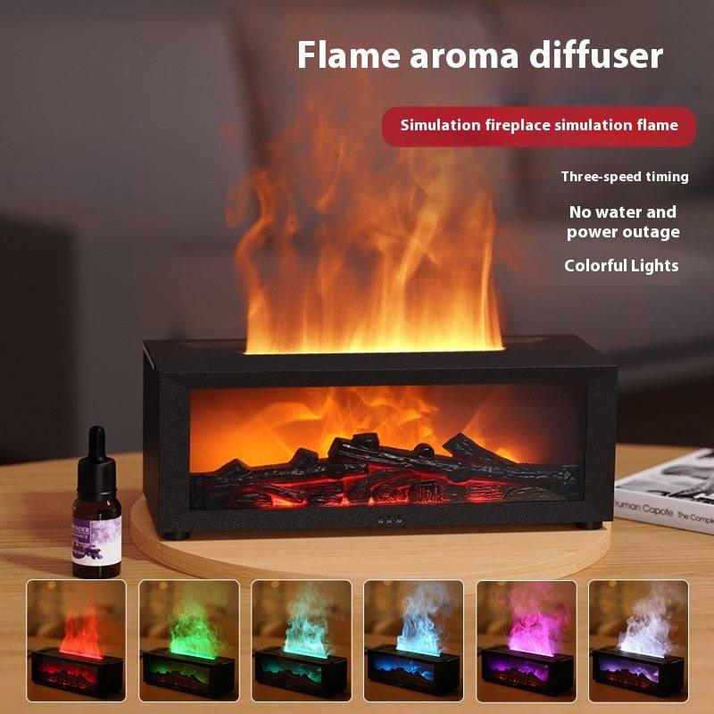 Flame Aromatherapy Machine - 3D Fireplace Essential Oil Diffuser with Large Fog Volume and Colorful LED Lights - All Inclusive Family Treasures