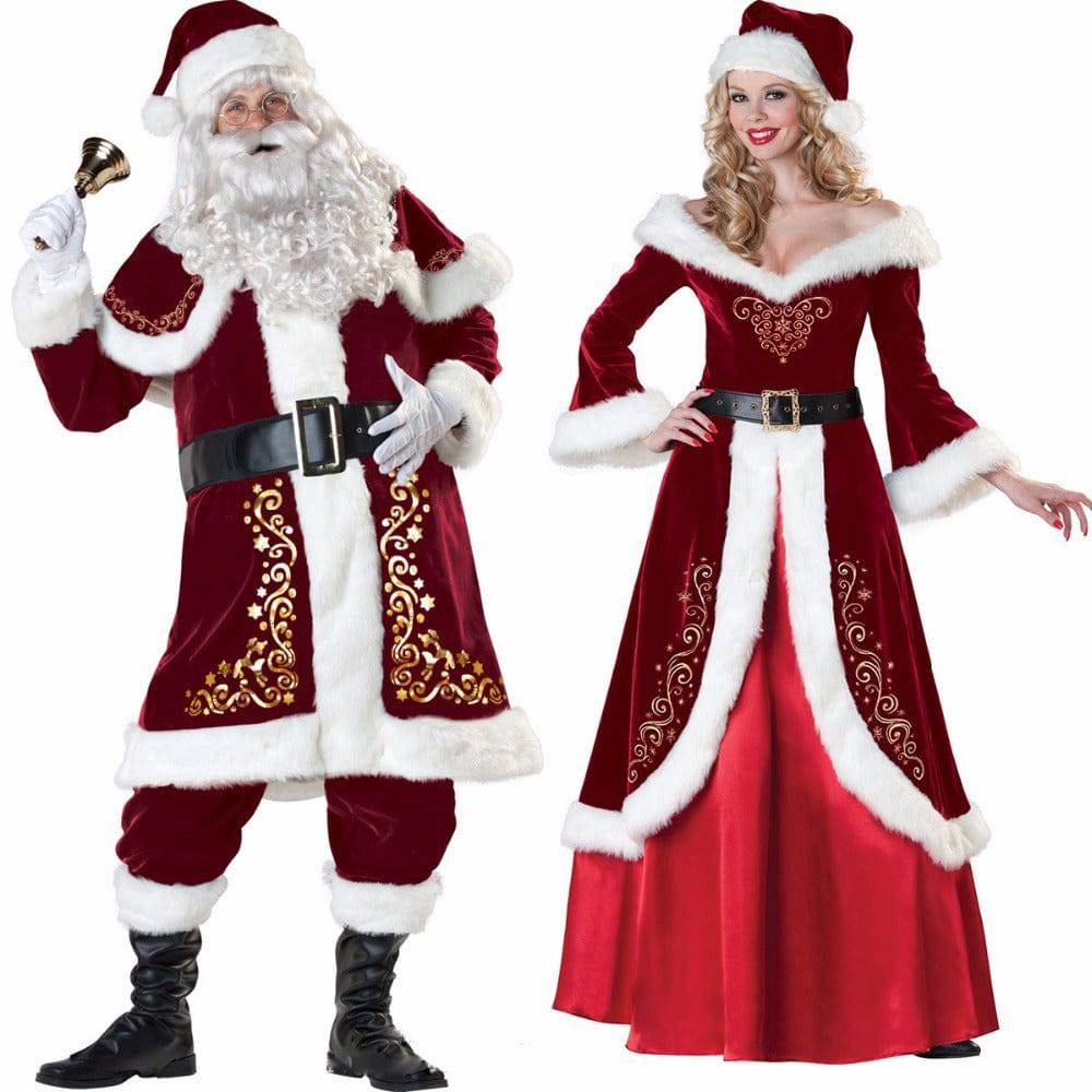 Elegant Mr. & Mrs. Claus Velvet Costume Set – Embrace the Spirit of Christmas in Style! - All Inclusive Family Treasures