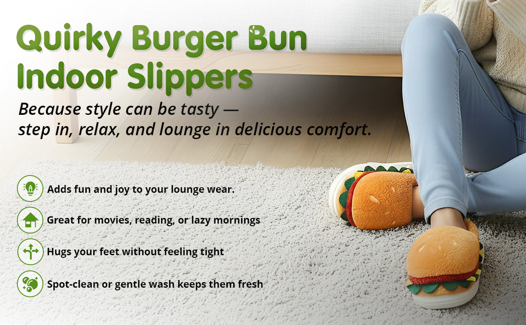 Burger Bliss Plush Slippers – Cozy, Fun & Oh-So-Adorable!