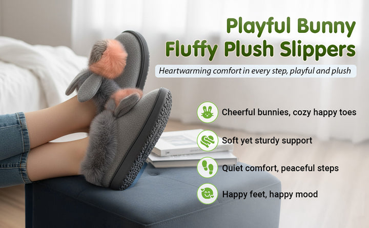 Bunny Bliss Plush Platform Slippers