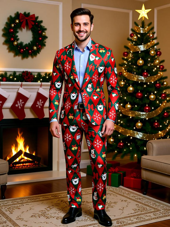 Men's Christmas Suit - Festive Holiday Blazer and Pants Set