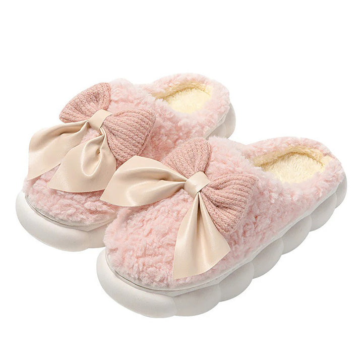 Indulge in Cozy Elegance with Plush Bow Slippers!