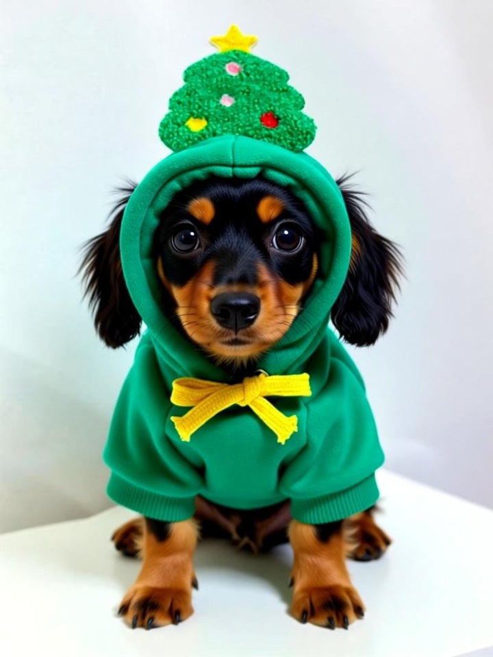 Adorable Christmas Pet Hoodie – Warm Santa & Tree Pullover for Cats & Dogs