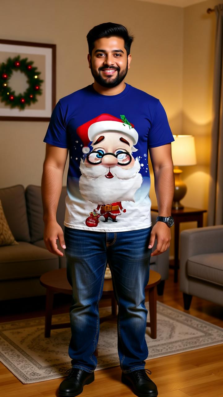 Santa Printed T-Shirt: Festive Joy in Every Stitch!