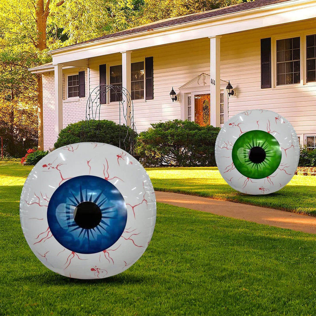 Giant Halloween Inflatable Eyeball & Pumpkin Balloons – Spooky Party Props