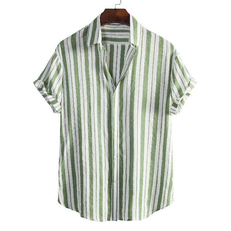 Men’s Casual Loose-Fit Striped Short Sleeve Shirt - All Inclusive Family Treasures