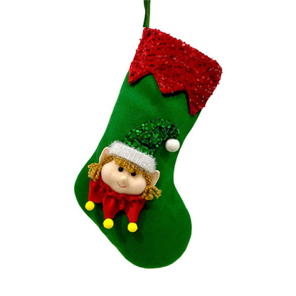 Playful Christmas Elf Stocking with Sequin Trim – Holiday Fun for All Ages - All Inclusive Family Treasures