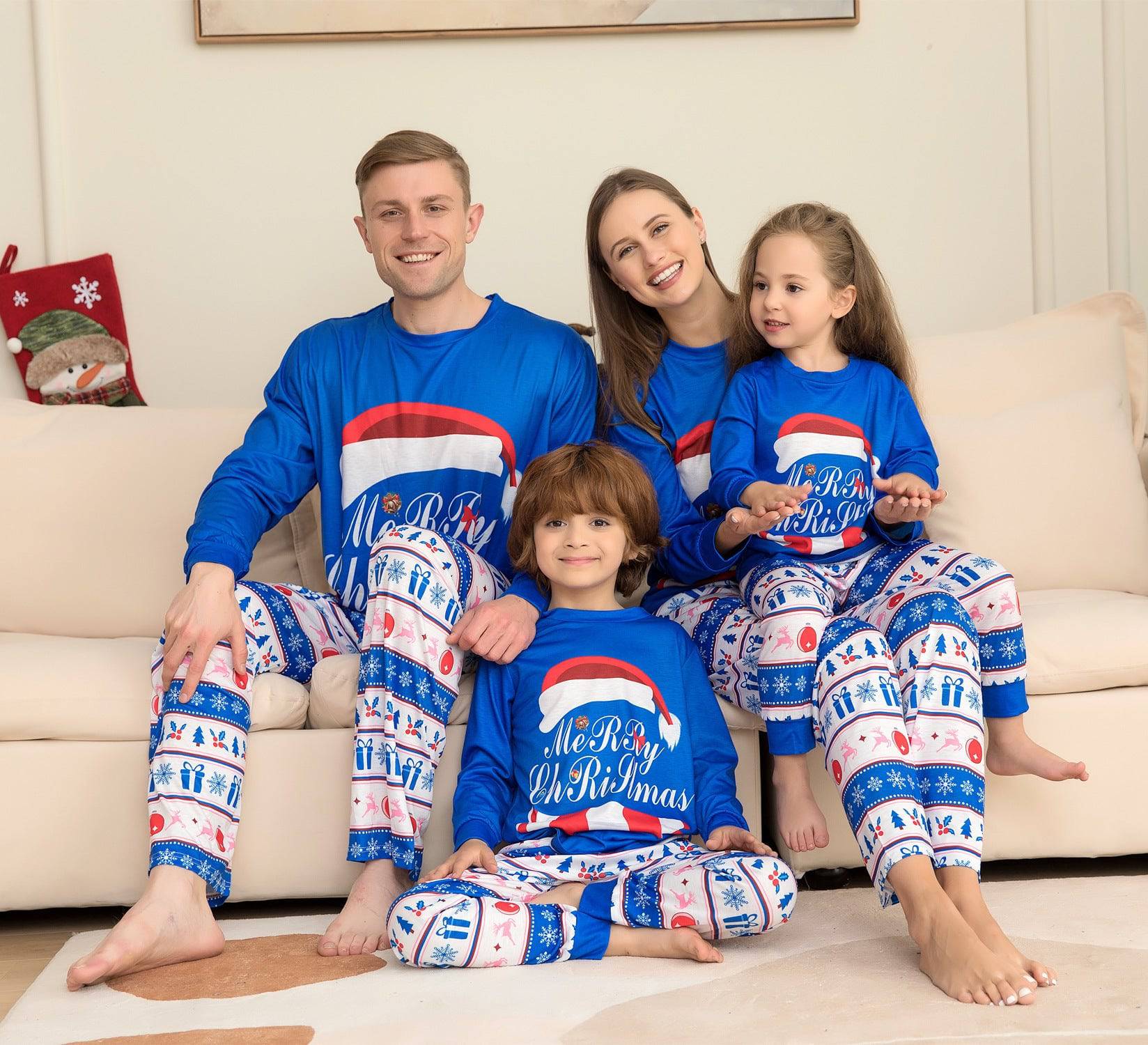 Festive Matching Family Christmas Pajama Set – Letter Print Tops & Plaid Pants - All Inclusive Family Treasures