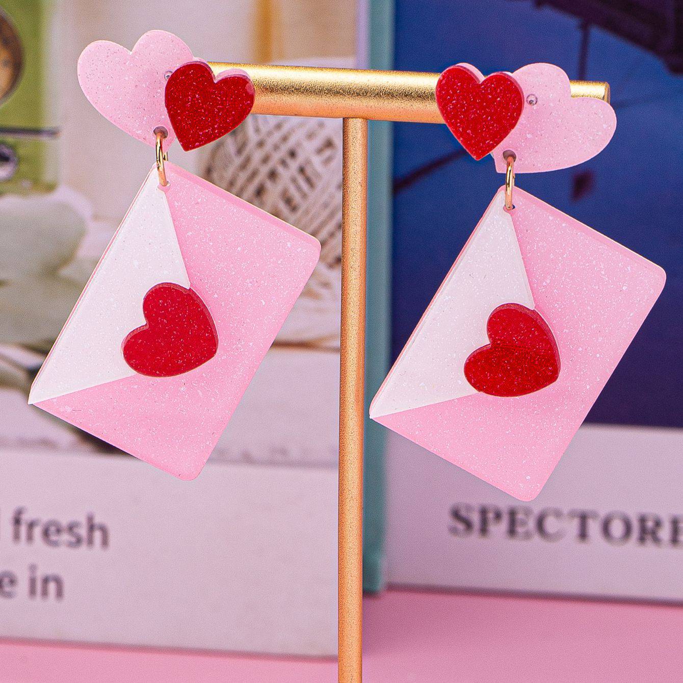 Charming Love Letter Acrylic Earrings – Romantic Valentine's Day Gift - All Inclusive Family Treasures