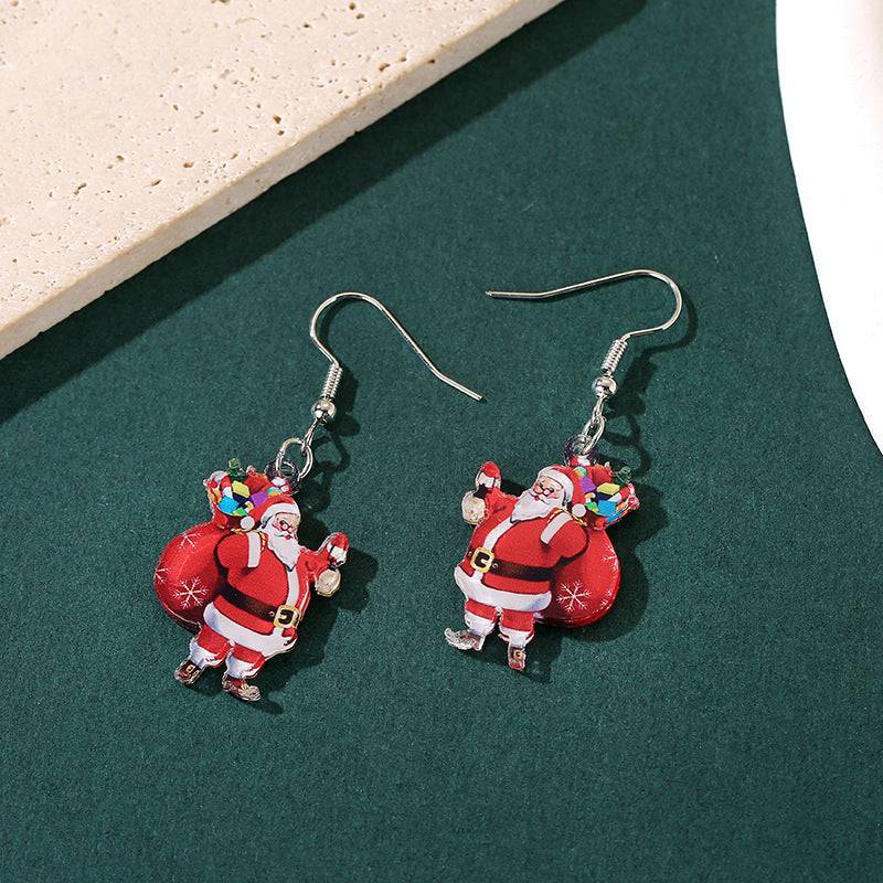 Playful Cartoon Santa Claus Acrylic Earrings – Festive Holiday Charm - All Inclusive Family Treasures