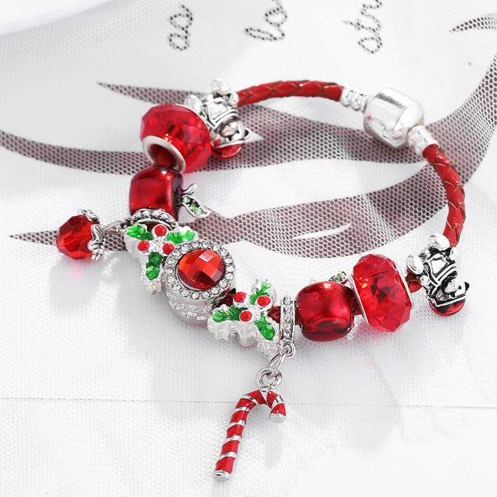 Big Red Christmas Charm Bracelet – Festive Beads & Holiday Elegance