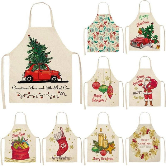 Festive Christmas Cotton & Linen Apron Collection – Perfect for Holiday Cooking & Baking - All Inclusive Family Treasures