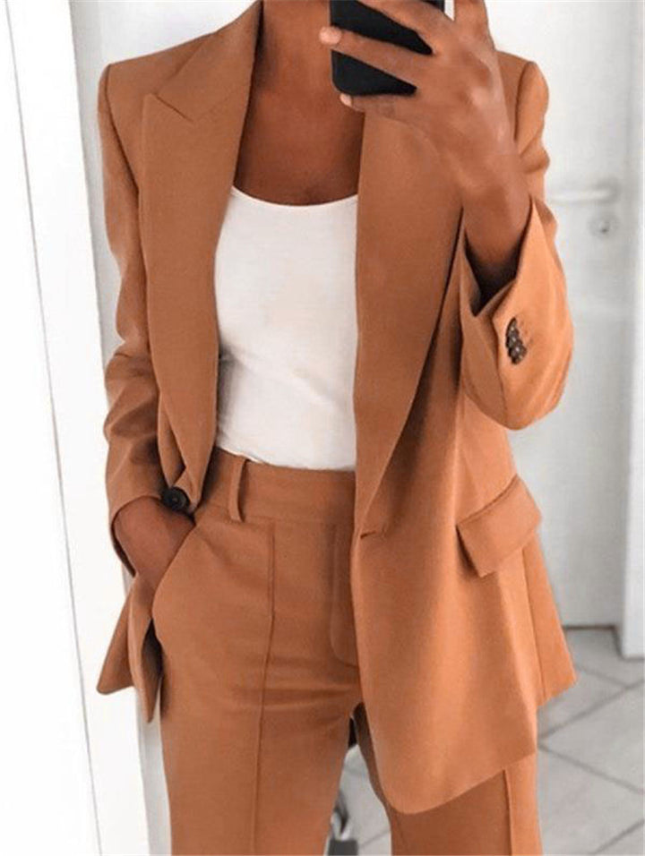 Women’s Two-Piece Casual Suit (Blazer & Slim-Fit Trousers)