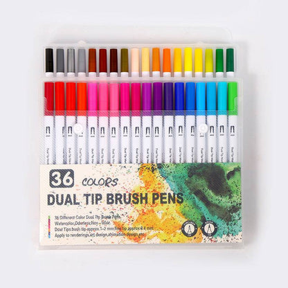 Dual Tip Brush Pens Set – Vibrant Watercolor Markers for Artists & Hobbyists - All Inclusive Family Treasures