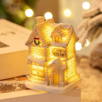 Mini LED Light-Up Christmas Village Houses – Festive Resin Decor for a Cozy Holiday Atmosphere - All Inclusive Family Treasures