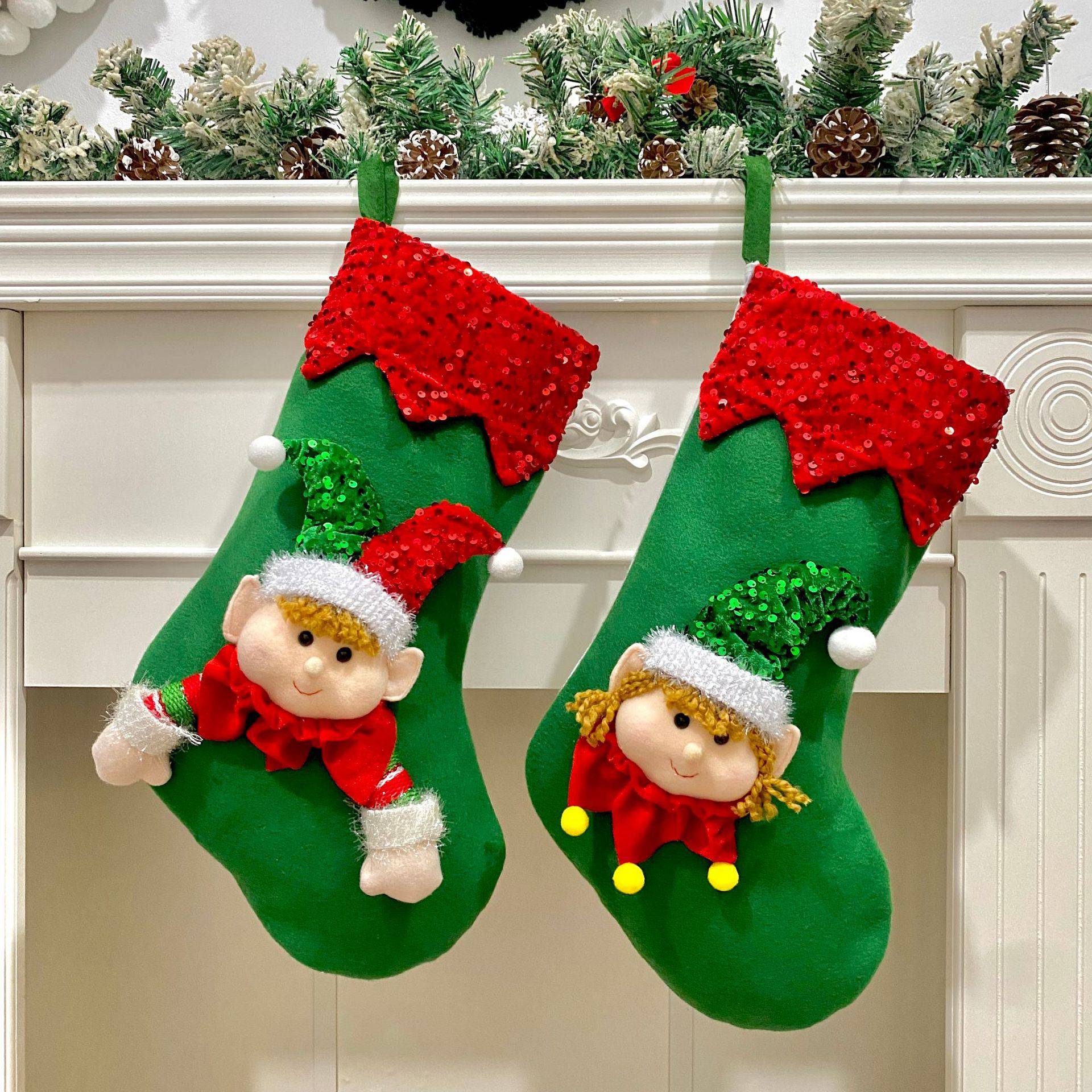 Playful Christmas Elf Stocking with Sequin Trim – Holiday Fun for All Ages - All Inclusive Family Treasures