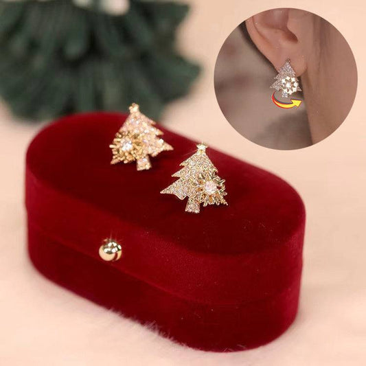 Sparkling Earrings with Snowflake Accents – Rotatable Studs - All Inclusive Family Treasures