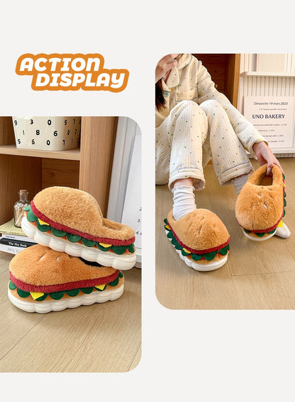 Burger Bliss Plush Slippers – Cozy, Fun & Oh-So-Adorable! - All Inclusive Family Treasures