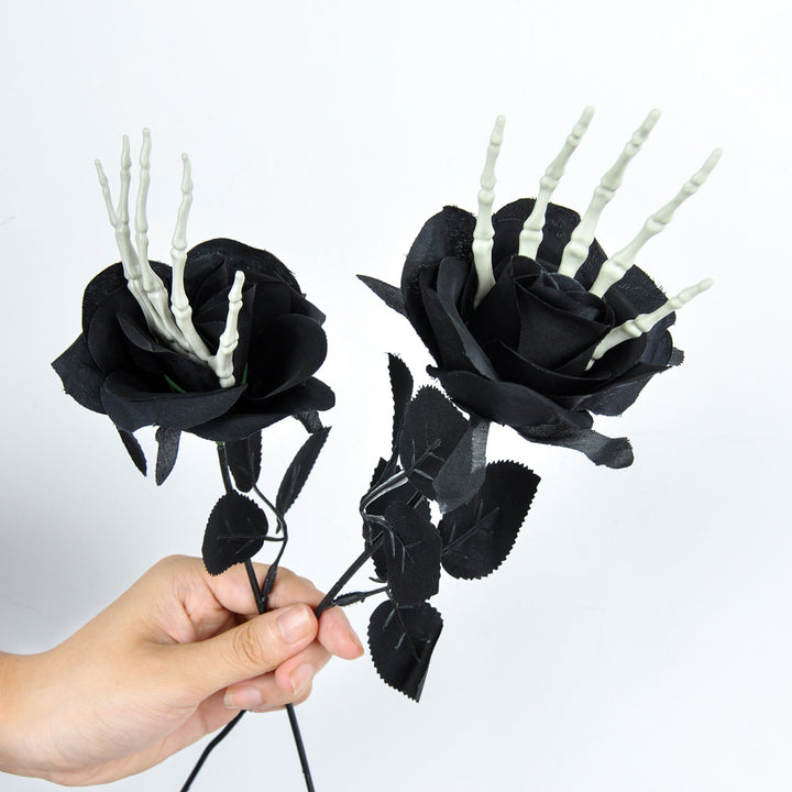 Creepy Skull Hand Rose Bouquet – Haunted Halloween Flowers