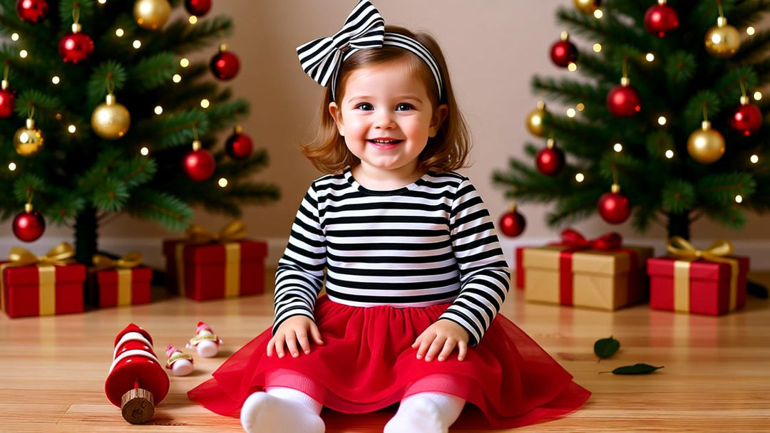 Adorable Santa Claus Striped Dress with Bow - Perfect for Holiday Fun!