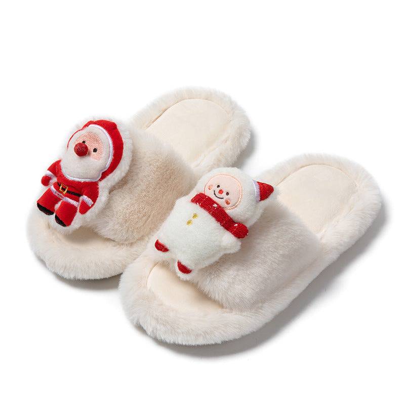 Santa Claus Plush Open-Toe Slippers – Cozy Up with Holiday Cheer! - All Inclusive Family Treasures