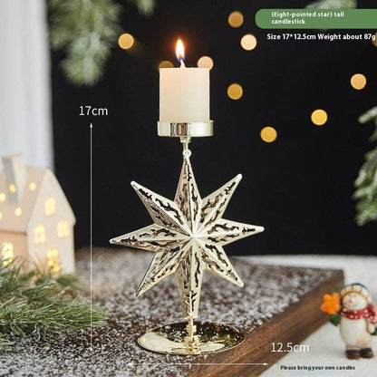 Elegant Christmas Star Wrought Iron Candlestick Holder – Festive Charm for Cozy Moments - All Inclusive Family Treasures