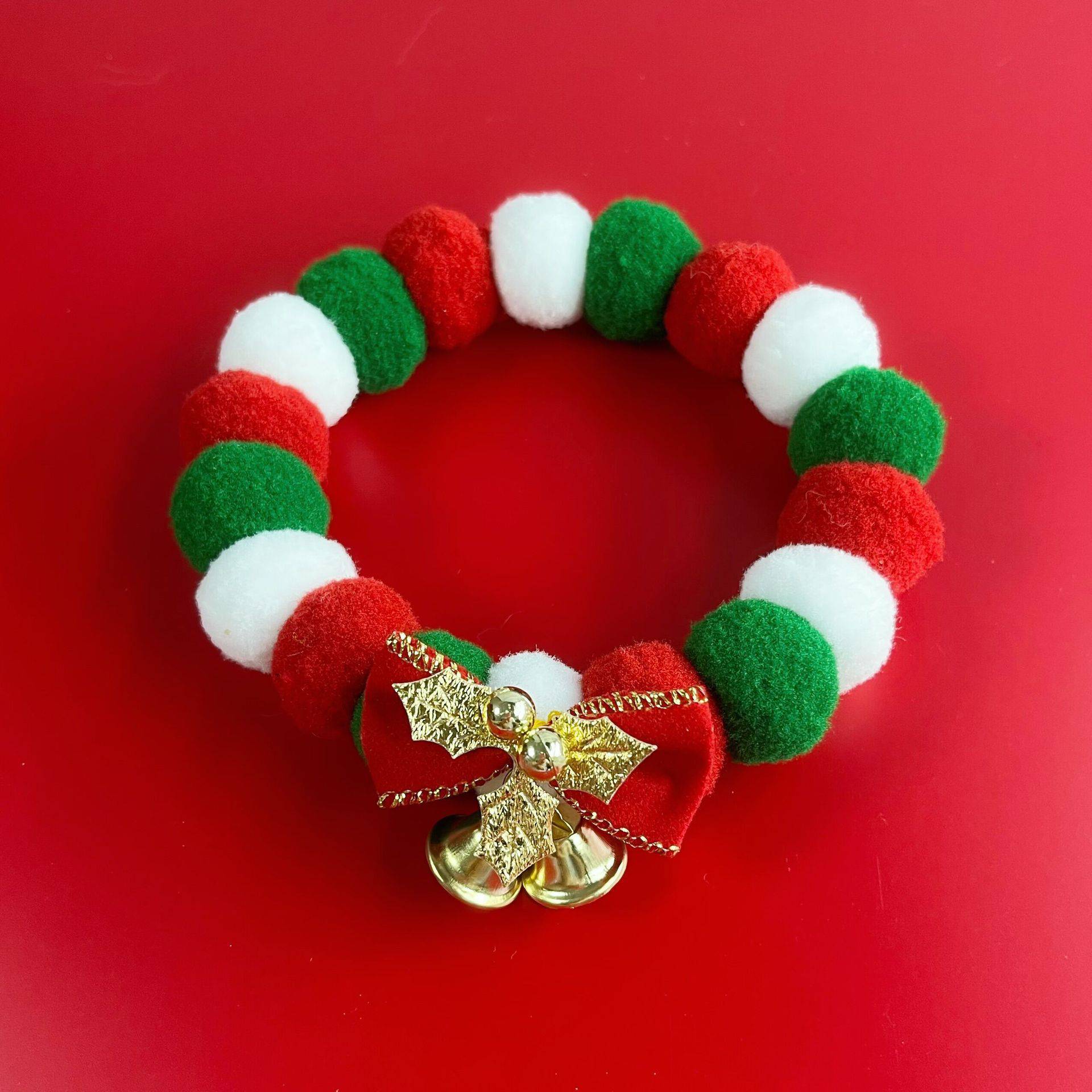 Christmas Cheer Pet Collar – Plush Ball Necklace with Bow for Dogs & Cats - All Inclusive Family Treasures