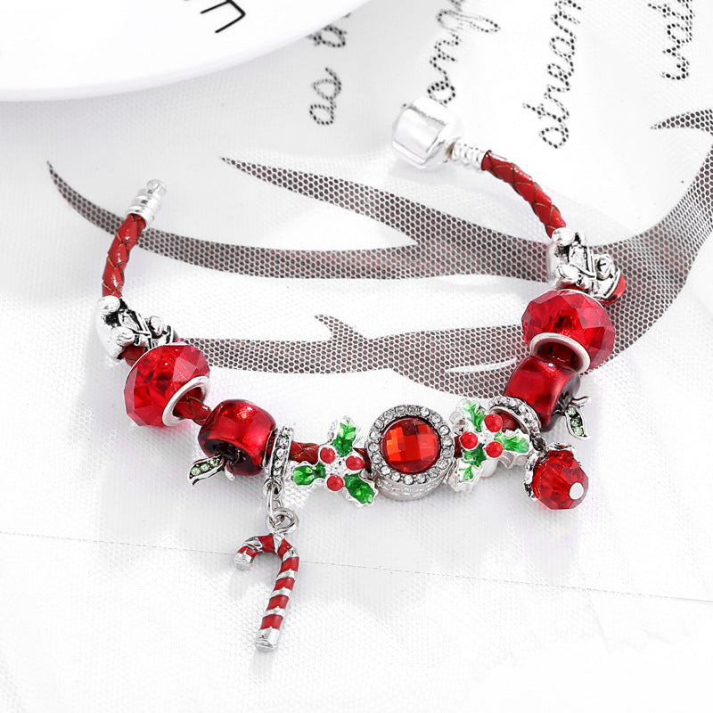 Big Red Christmas Charm Bracelet – Festive Beads & Holiday Elegance