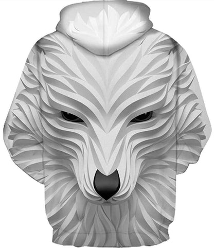 Fierce White Wolf 3D Print Hoodie – Bold Style Meets Ultimate Comfort - All Inclusive Family Treasures