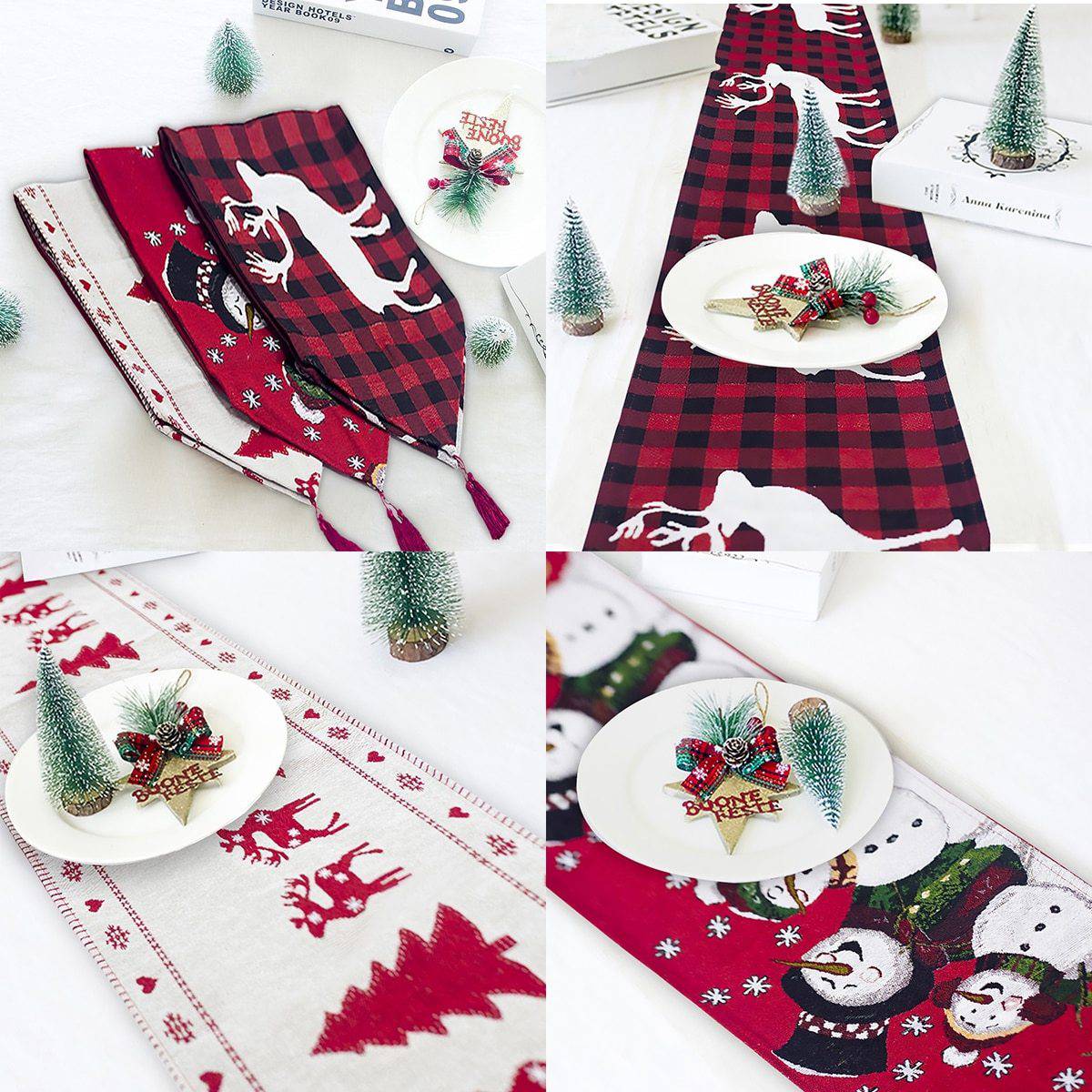 Christmas Elk Snowman Table Runner - Merry Christmas Decorations - All Inclusive Family Treasures