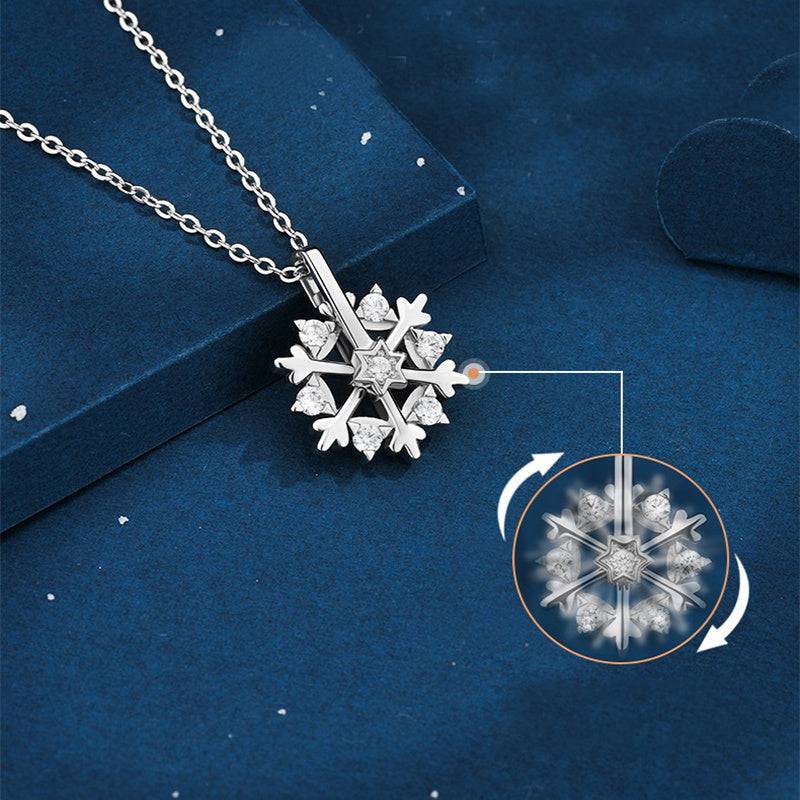 Rotatable 925 Silver Snowflake Necklace - A Sparkling Winter Treasure - All Inclusive Family Treasures