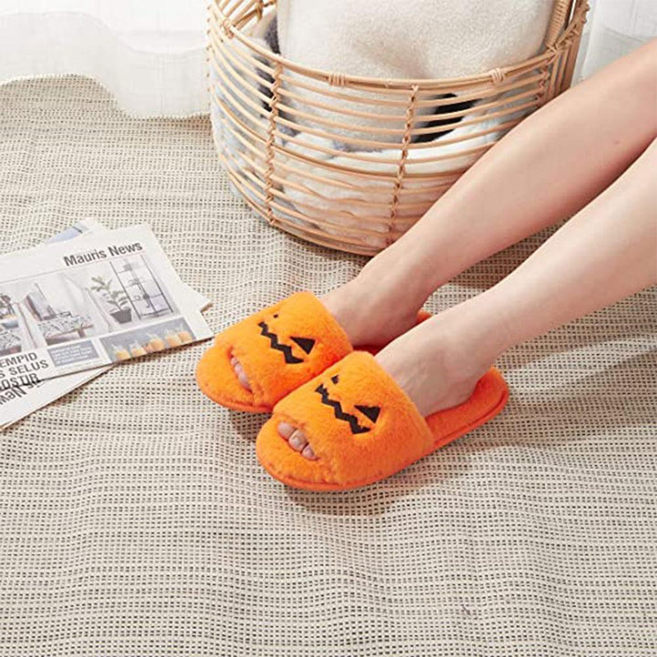 Spooky-Cute Plush Halloween Slippers
