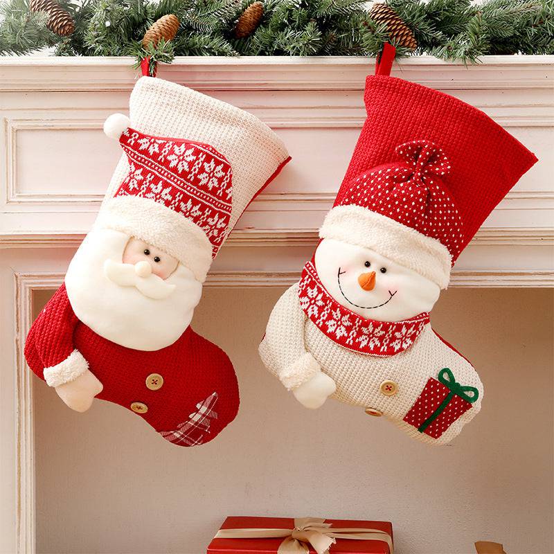 Charming Santa & Snowman Knitted Christmas Stockings – Perfect for Holiday Cheer! - All Inclusive Family Treasures