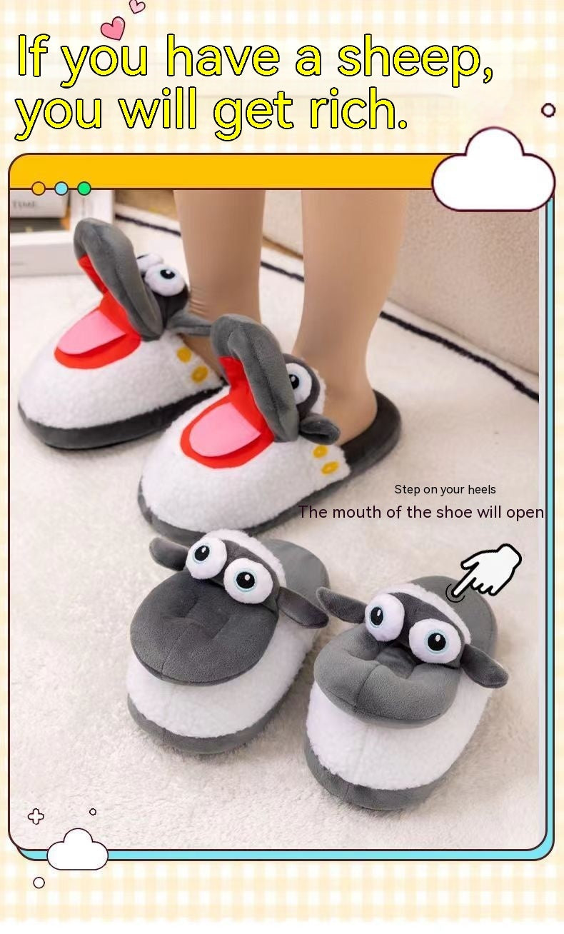 Sheep Plush Cotton Winter Slippers – Cozy, Fun & Adorable