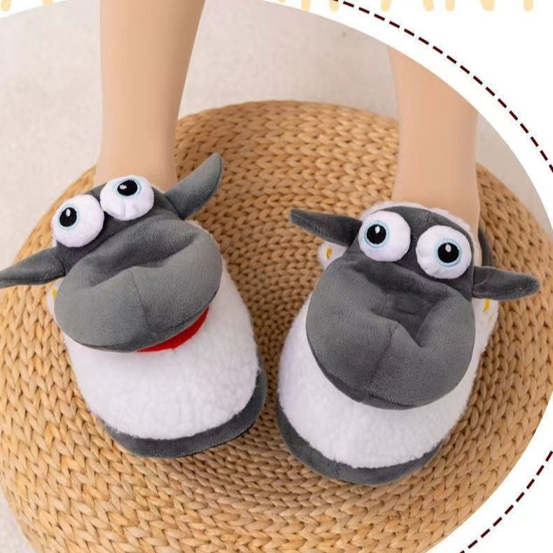 Sheep Plush Cotton Winter Slippers – Cozy, Fun & Adorable