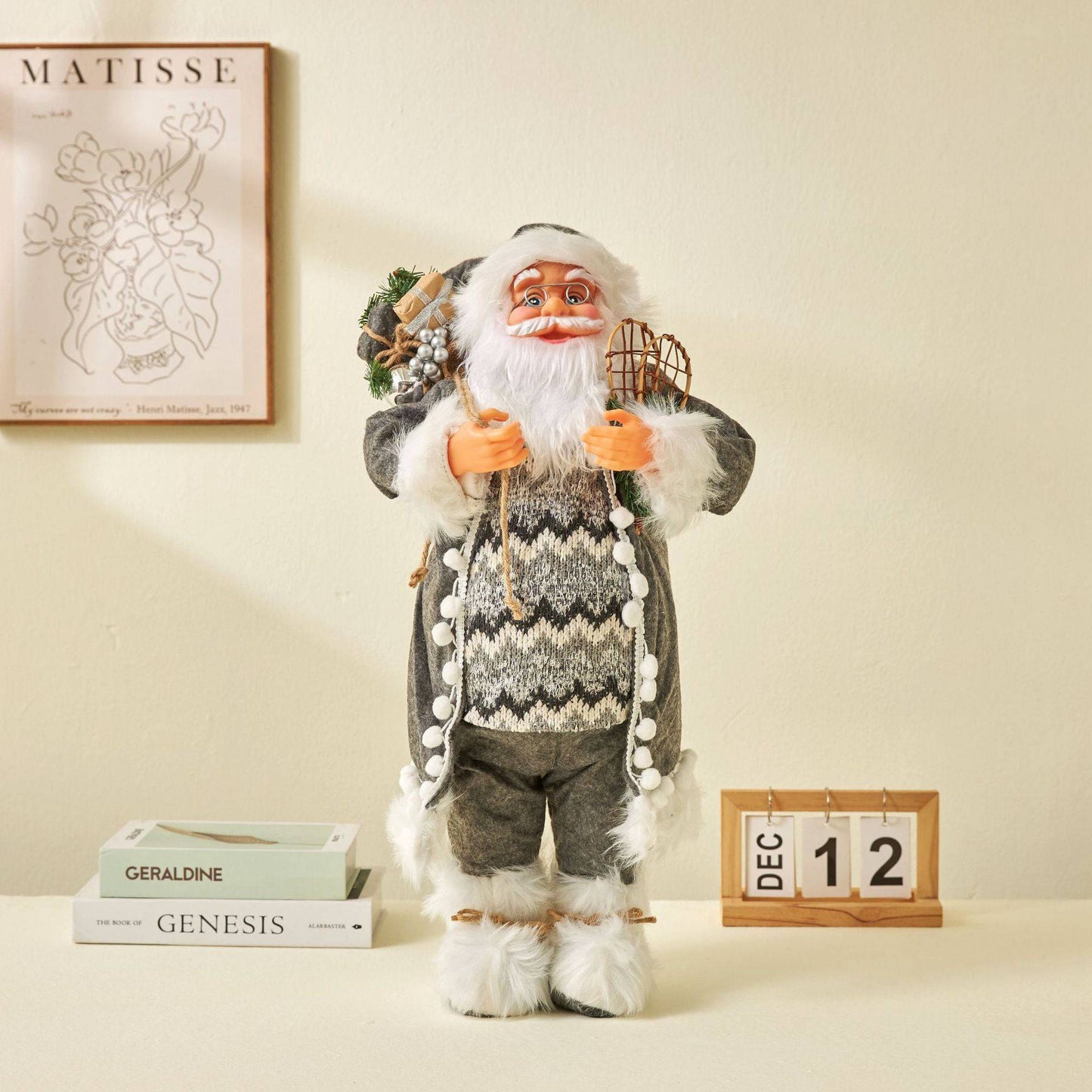 Striped Santa Claus Ornaments Nordic Style Silver Rudolf Doll - All Inclusive Family Treasures