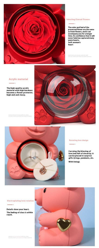 Rotating Bear Gift Box – Rose Jewelry Box for Special Occasions - All Inclusive Family Treasures