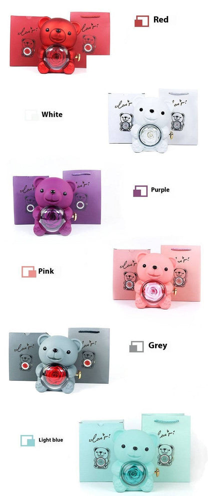 Rotating Bear Gift Box – Rose Jewelry Box for Special Occasions - All Inclusive Family Treasures