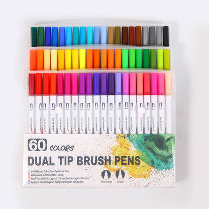 Dual Tip Brush Pens Set – Vibrant Watercolor Markers for Artists & Hobbyists - All Inclusive Family Treasures