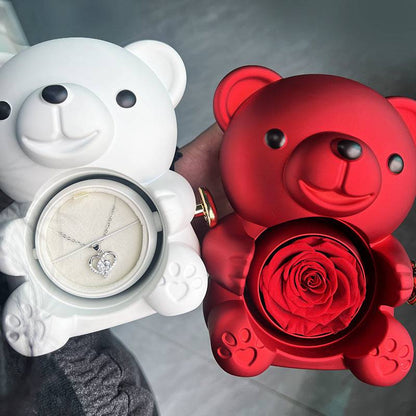 Rotating Bear Gift Box – Rose Jewelry Box for Special Occasions - All Inclusive Family Treasures