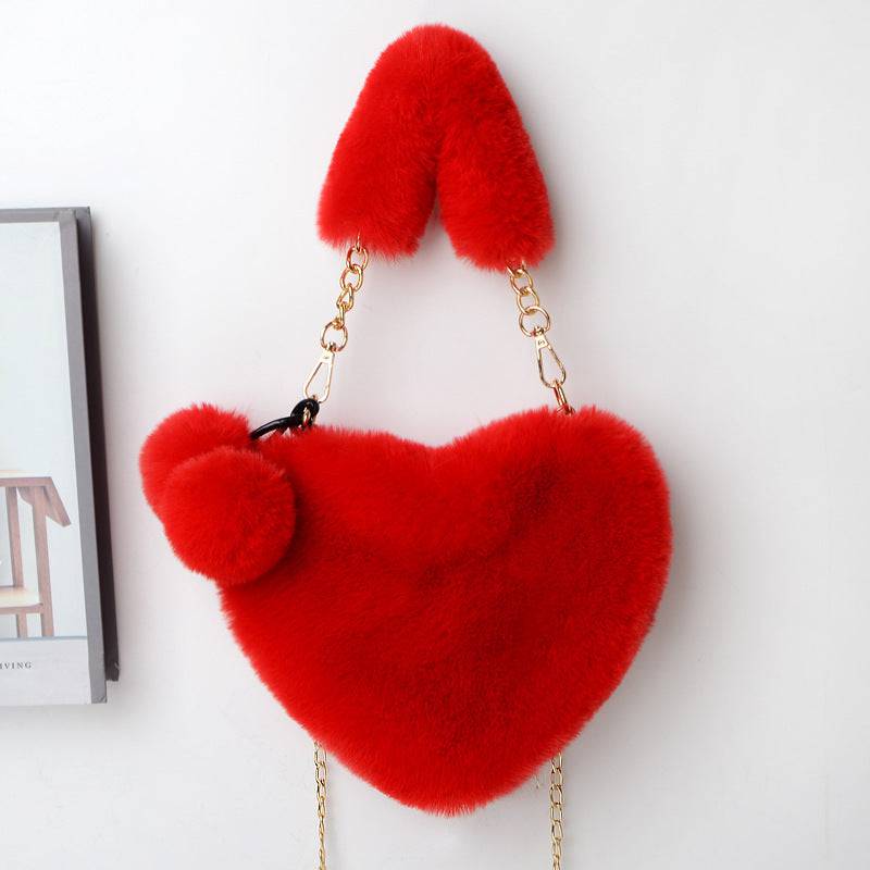 Heart-Shaped Plush Handbag – Cozy and Stylish Valentine’s Day Bag - All Inclusive Family Treasures