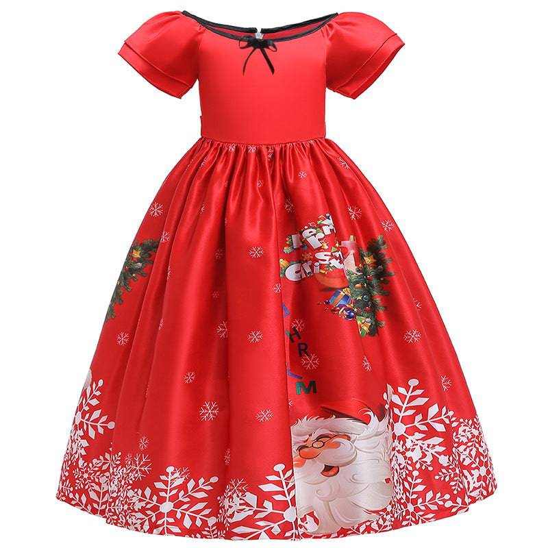 Santa Claus Print Long Dress for Girls - Holiday Charm in Every Detail - All Inclusive Family Treasures