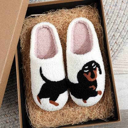 Cotton Slippers Women's Home Winter Animal Embroidery Warm - All Inclusive Family Treasures