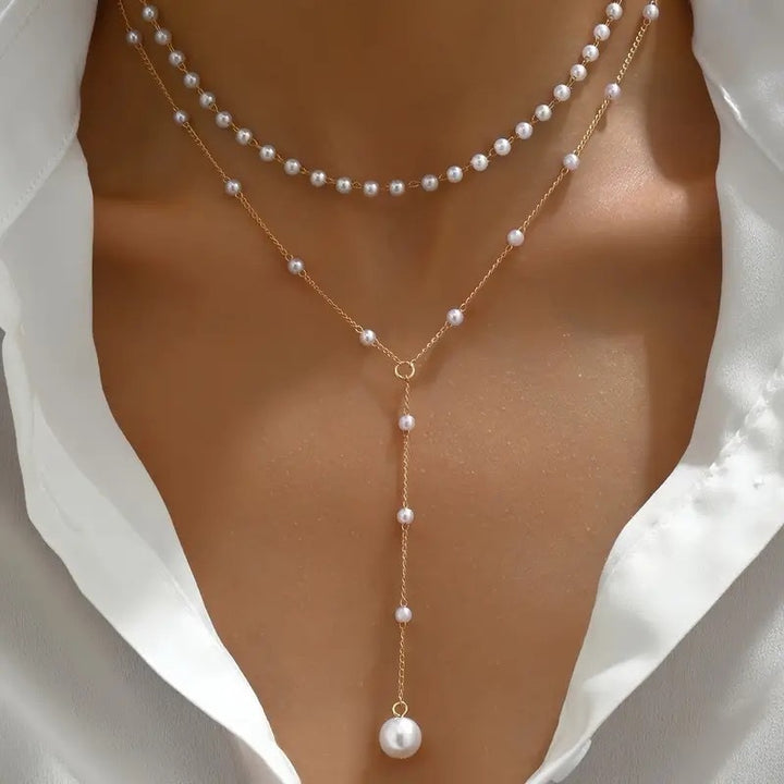Grace in Layers – Pearl Double Layer Twin Pearl Necklace