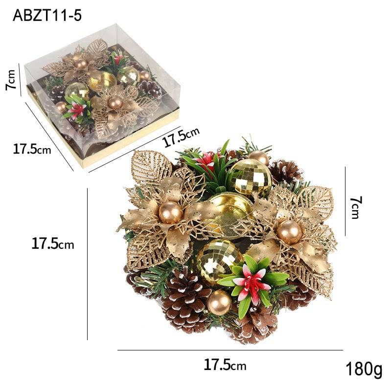 Elegant Christmas Candle Holder Wreath – Festive Pinecone & Faux Greenery Decor - All Inclusive Family Treasures