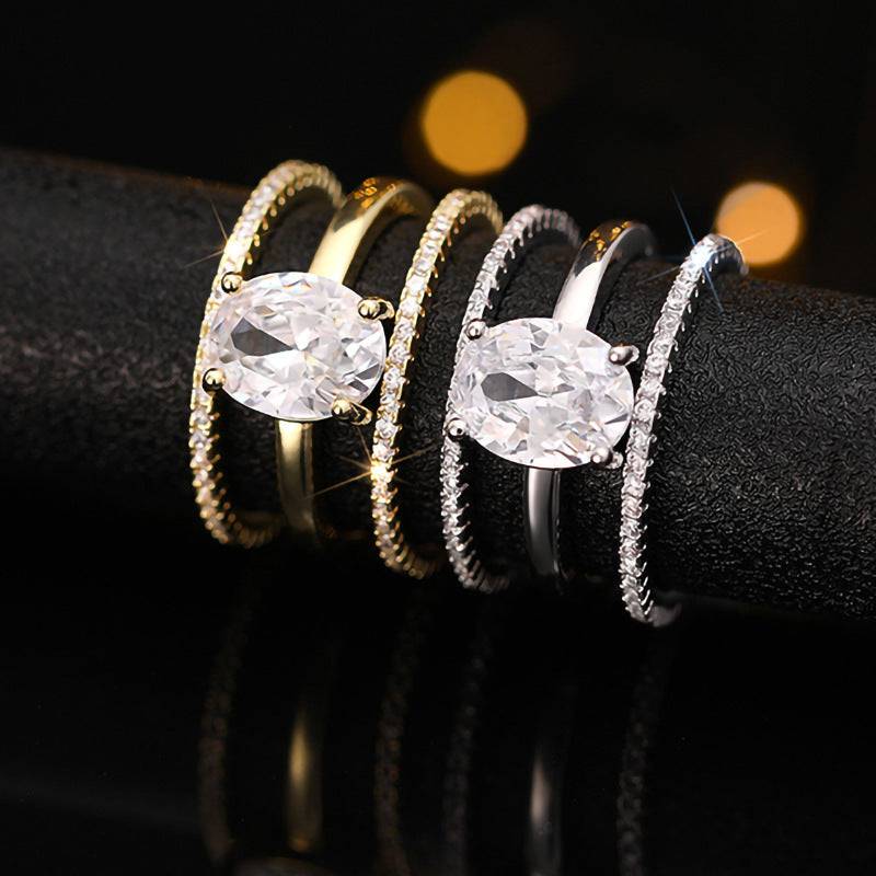 Elegant Oval Three-Ring Set – Sparkle in Gold & Silver - All Inclusive Family Treasures