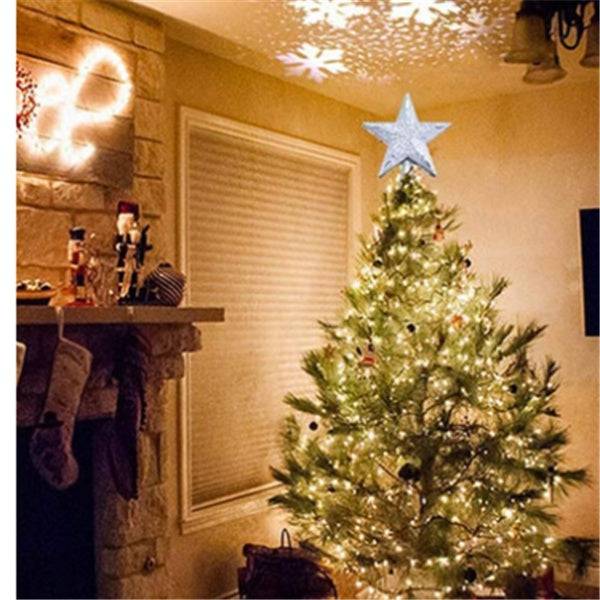 Glittering LED Christmas Tree Topper Star with Snowflake Projector – Magical Holiday Light Display - All Inclusive Family Treasures